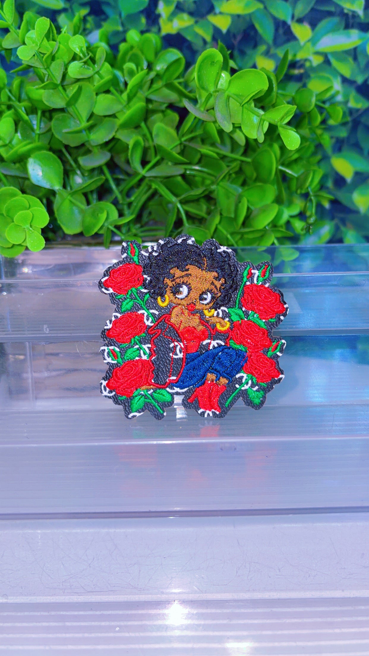 Betty with Roses iron on patch