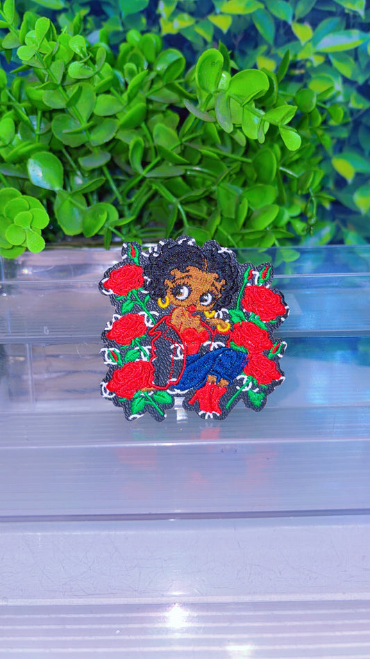 Betty with Roses iron on patch