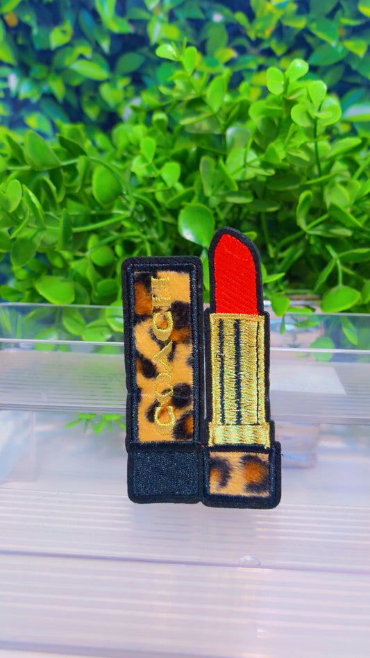 Leopard lipstick iron on patch