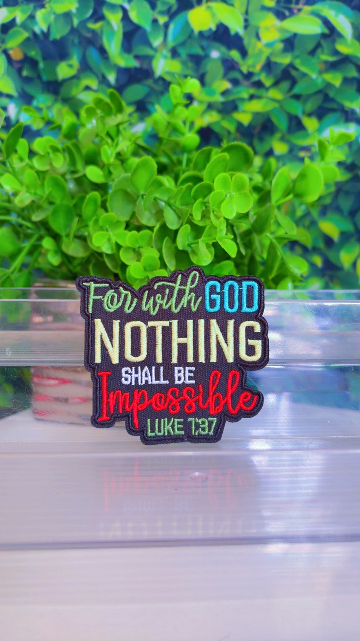 For with God nothing shall be impossible iron on patch