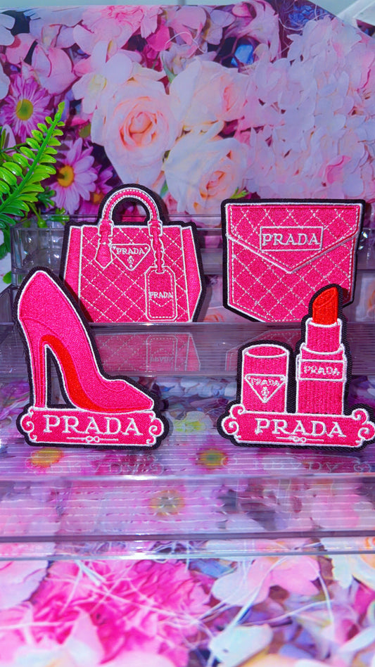 Pink iron on patch set