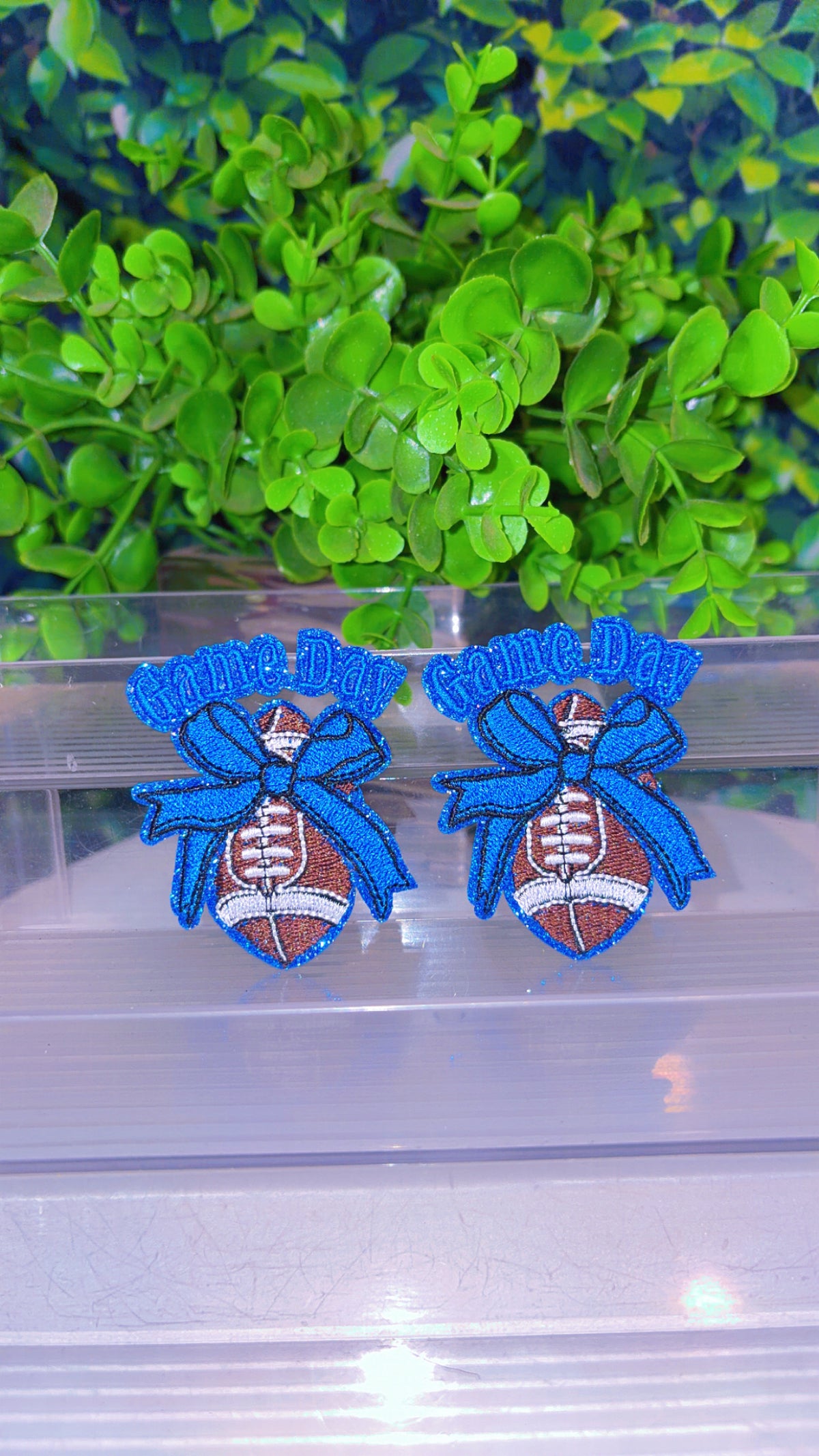 Game Day football with bow iron on patch set 3 different color sets
