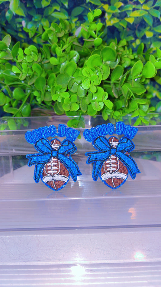 Game Day football with bow iron on patch set 3 different color sets