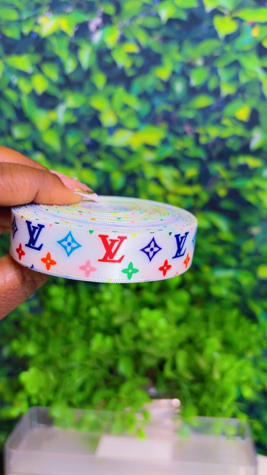 White colorful ribbon 1 yard