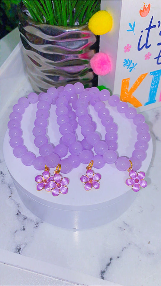 Purple flower charm bracelet