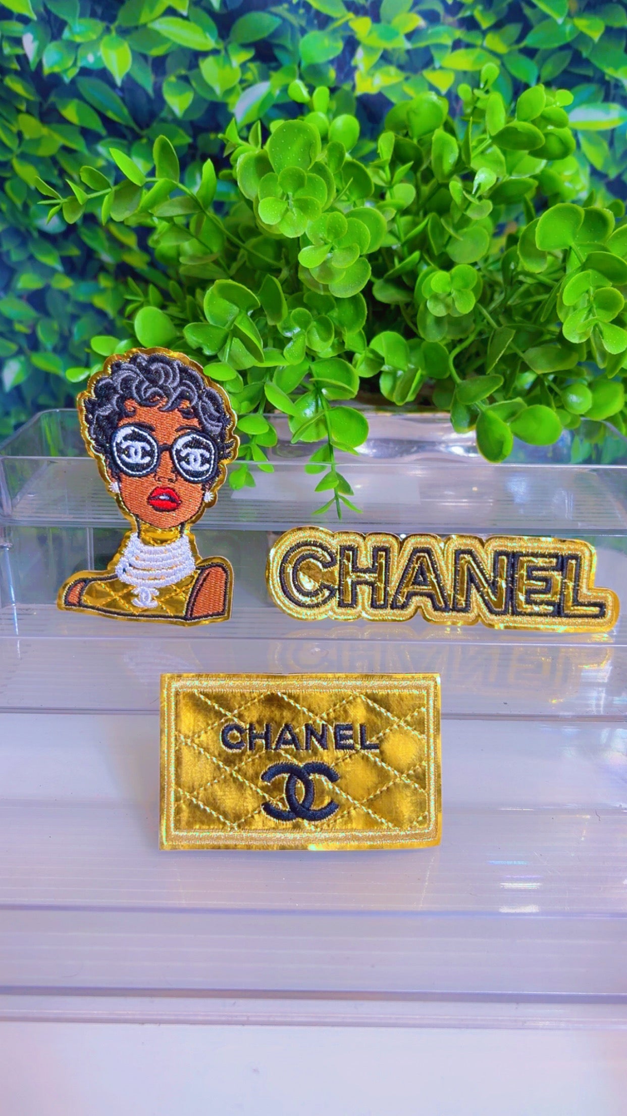 Gold iron on patch set