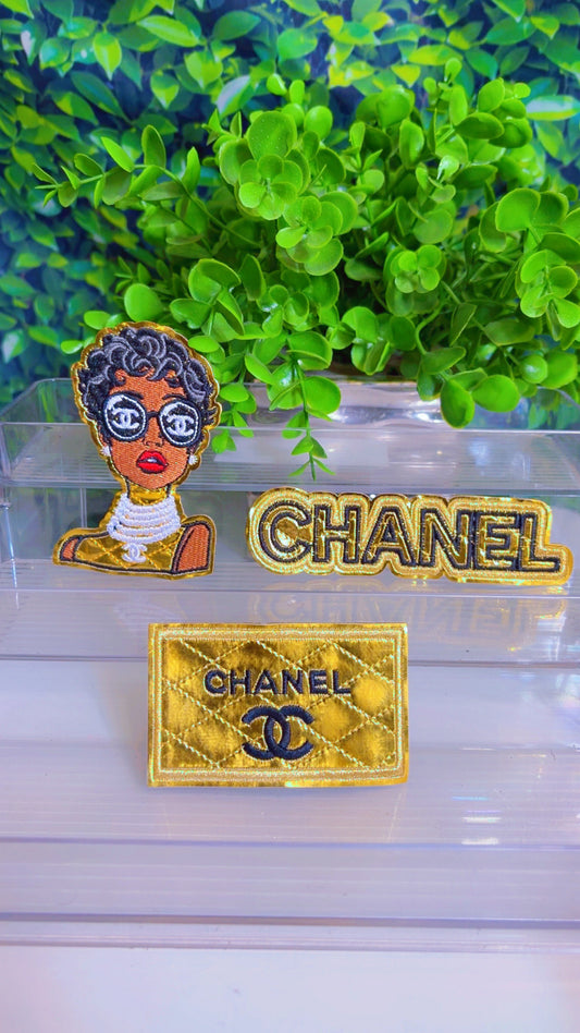 Gold iron on patch set