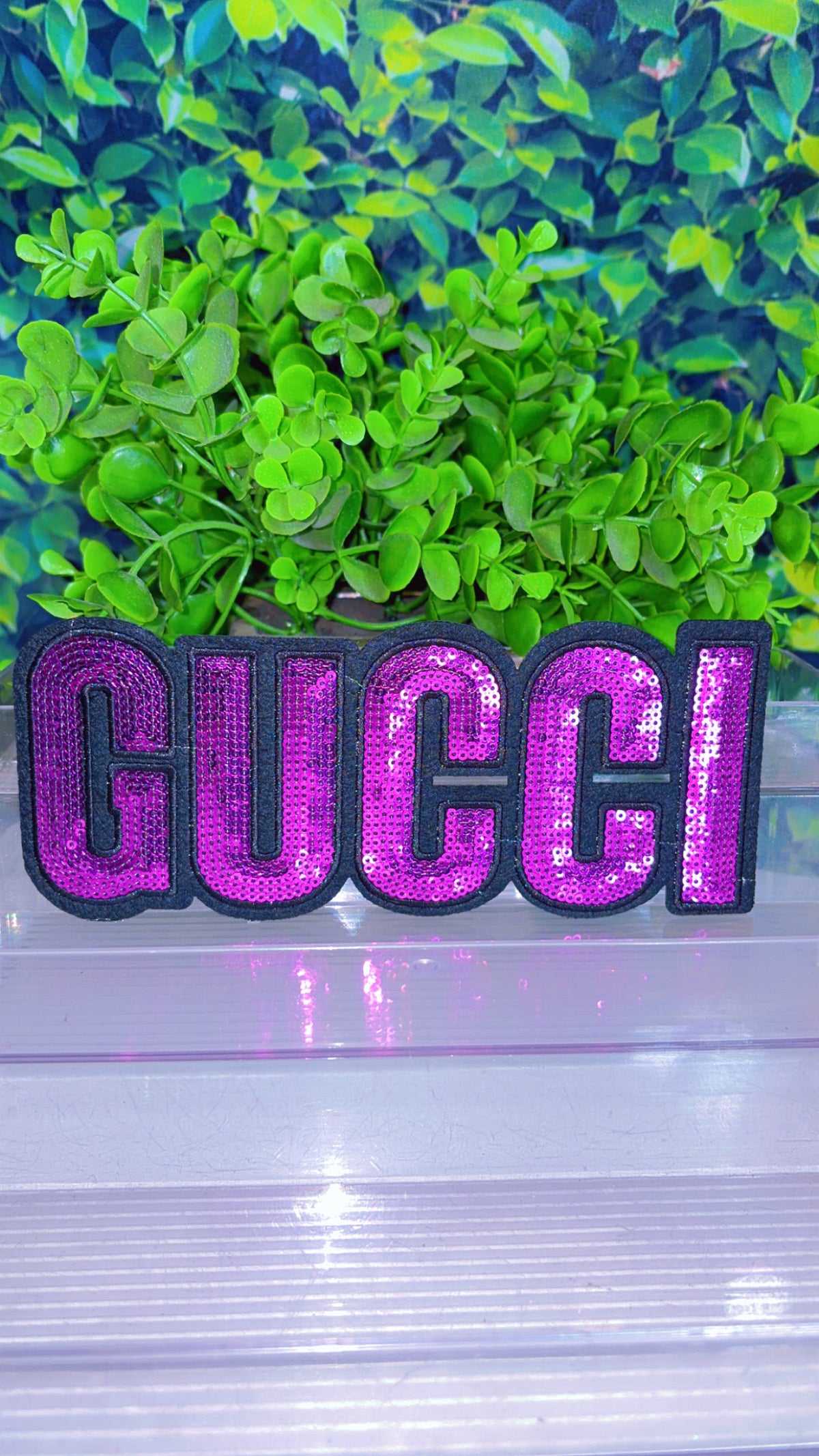Purple sequin big iron on patch