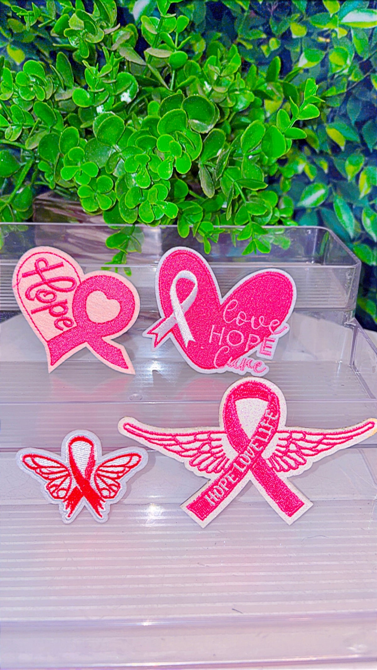 Breast cancer awareness iron on patch set