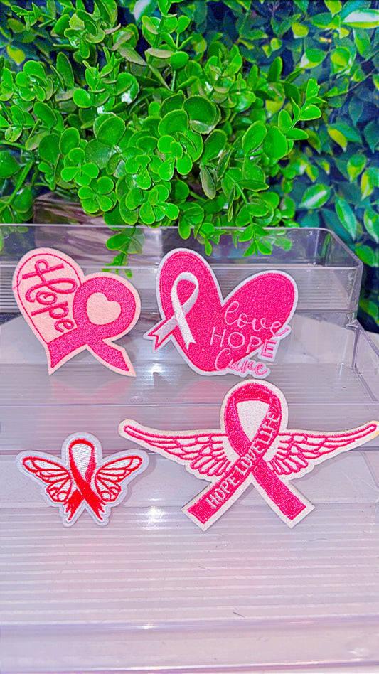 Breast cancer awareness iron on patch set