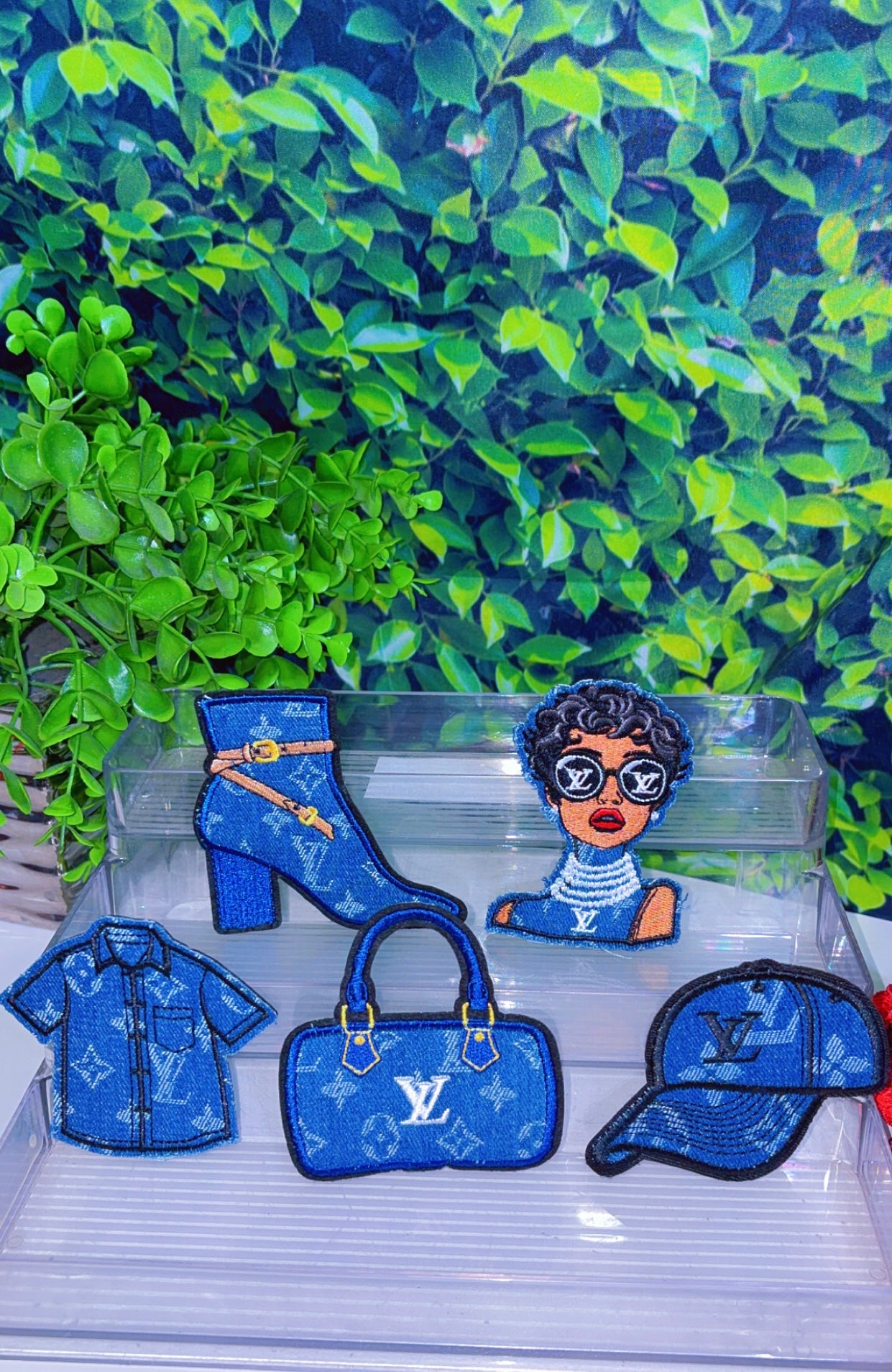 Denim iron on patch set