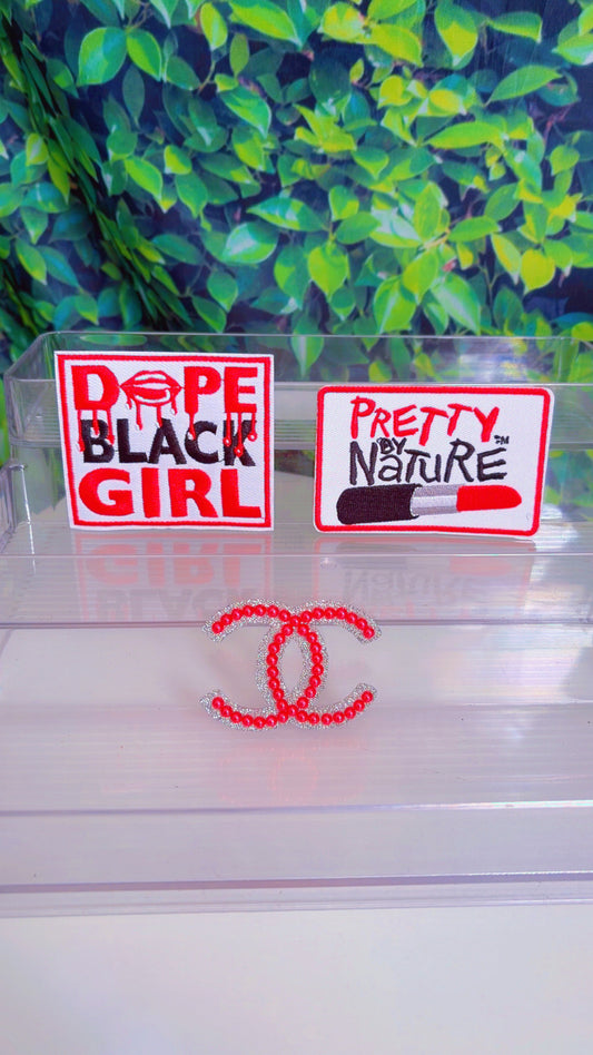 Pretty by nature iron on patch set of 3