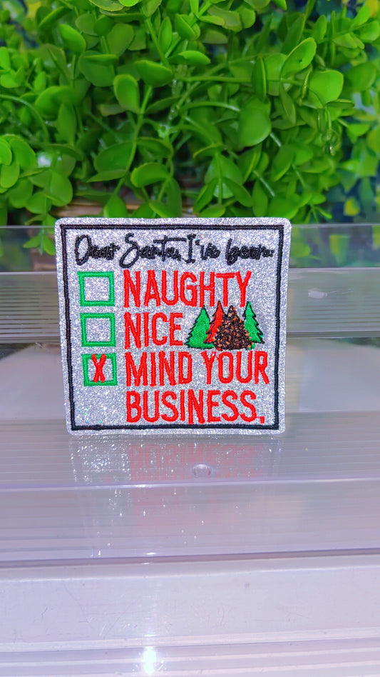 Dear Santa I’ve been…. Glitter Iron on patch