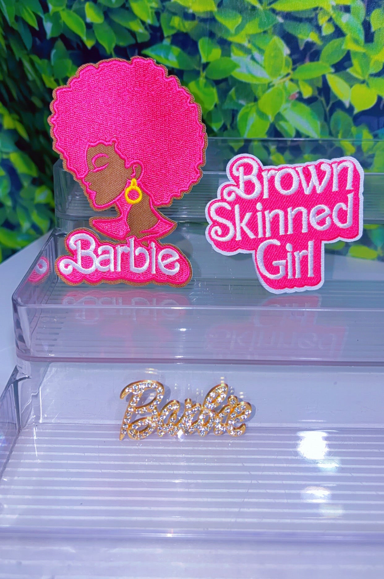Barbie Brown skin girl iron on patch set