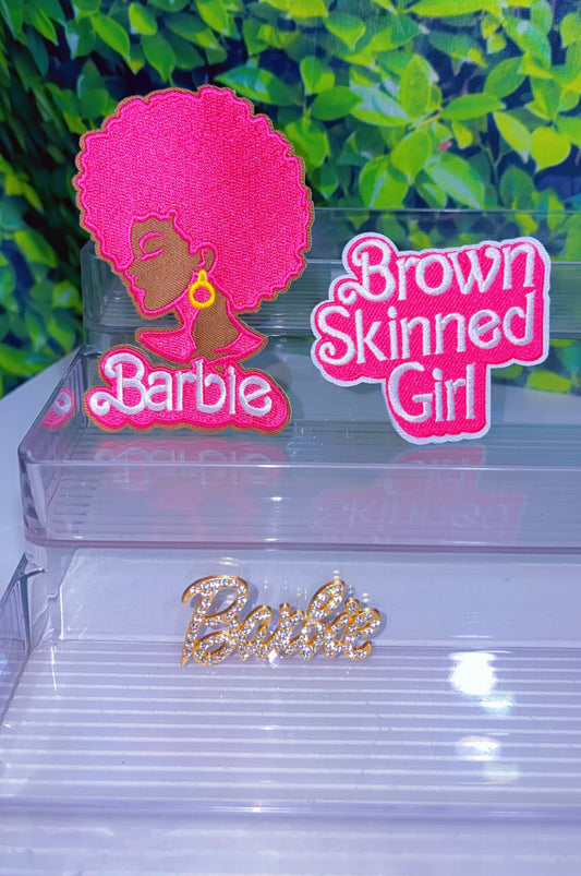 Barbie Brown skin girl iron on patch set