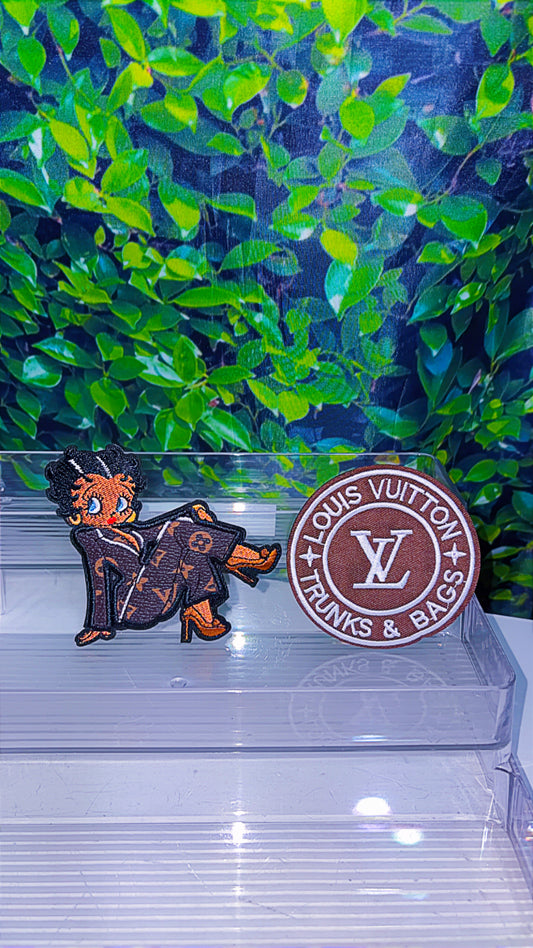 Brown iron on patch set