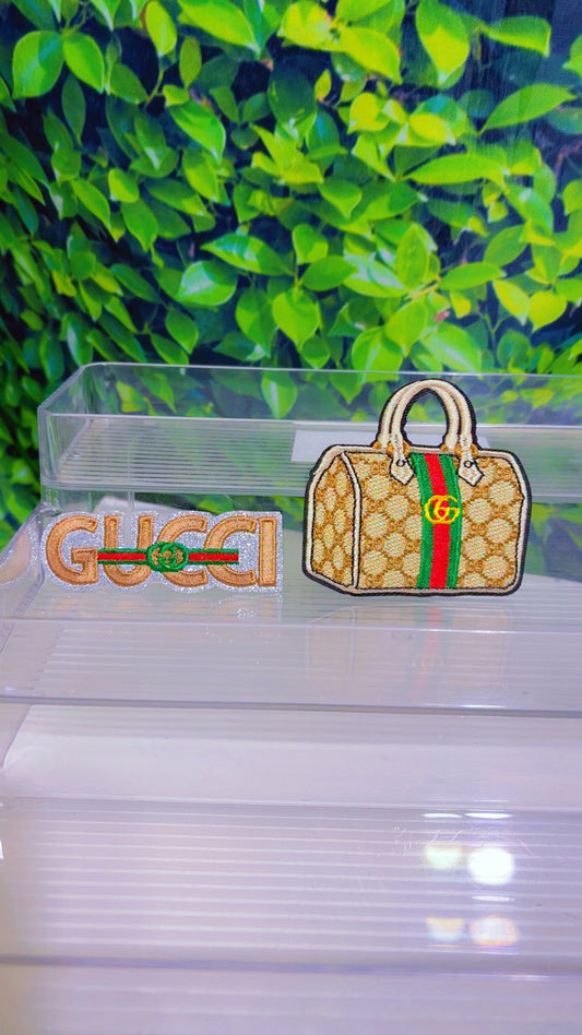 G word and bag iron on patch set