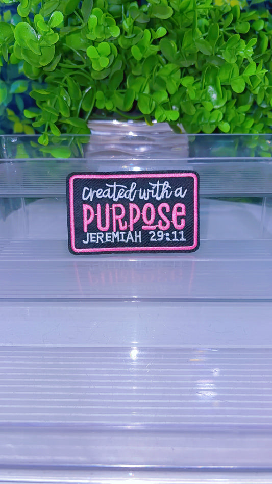 Created with a purpose Jeremiah 29:11 iron on patch