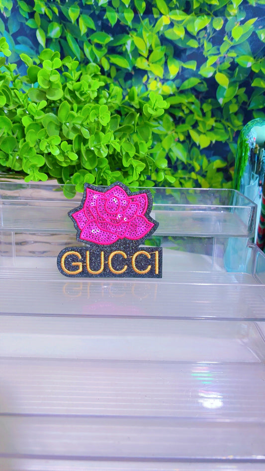 Pink flower iron on patch