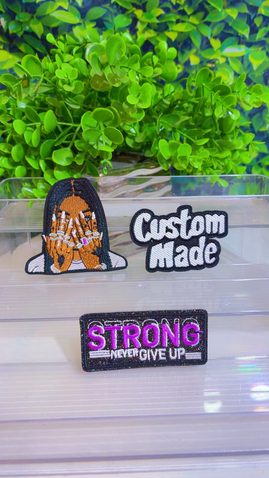Custom made iron on patch set
