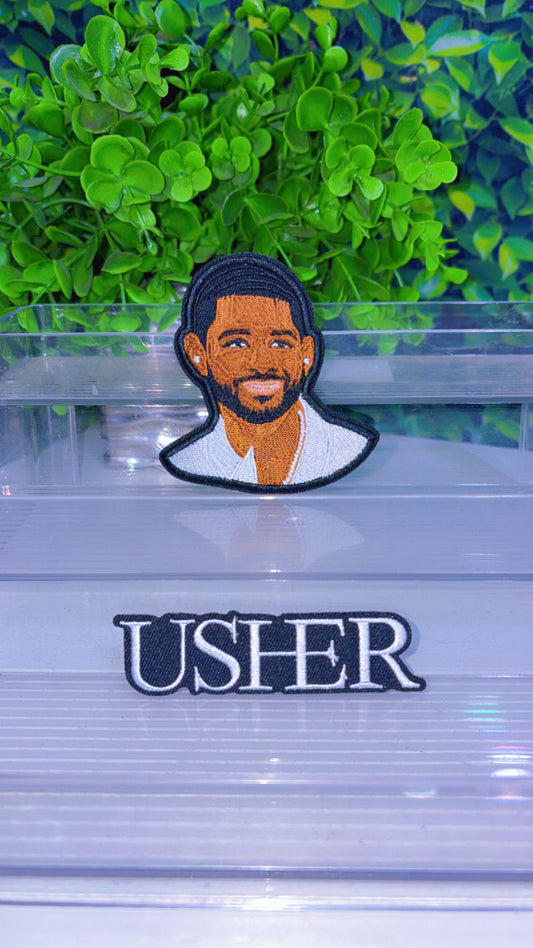 Usher iron on patch set