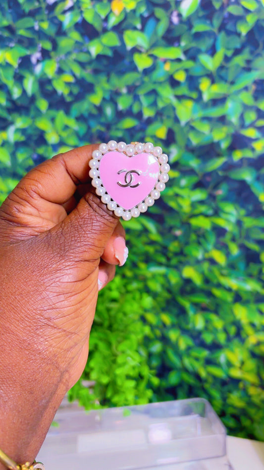 Pink heart brooch