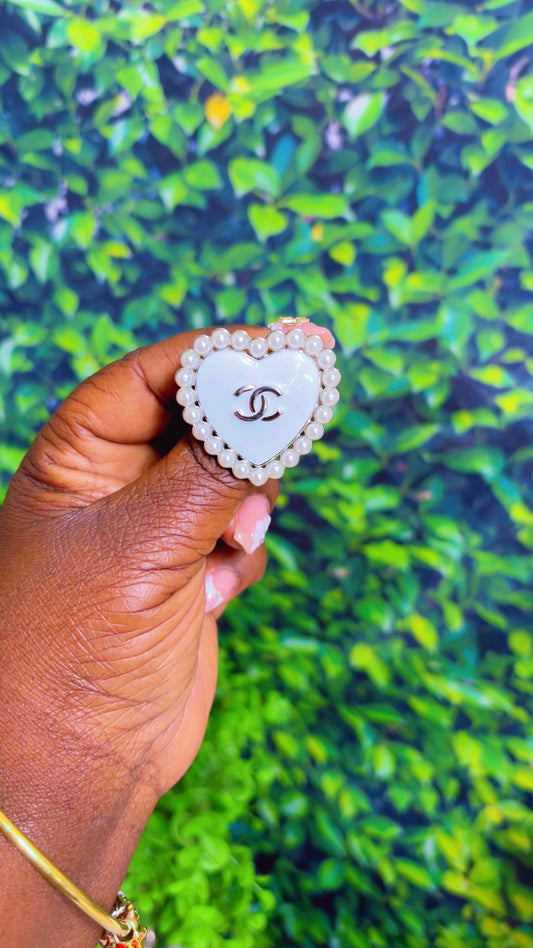White heart brooch