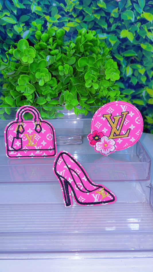 Pink iron on patch set (set 3