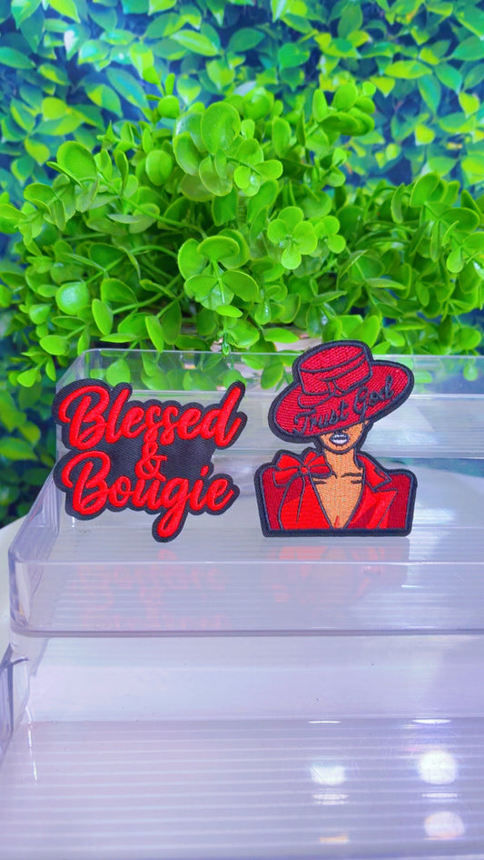 Blessed & Bougie iron on patch set
