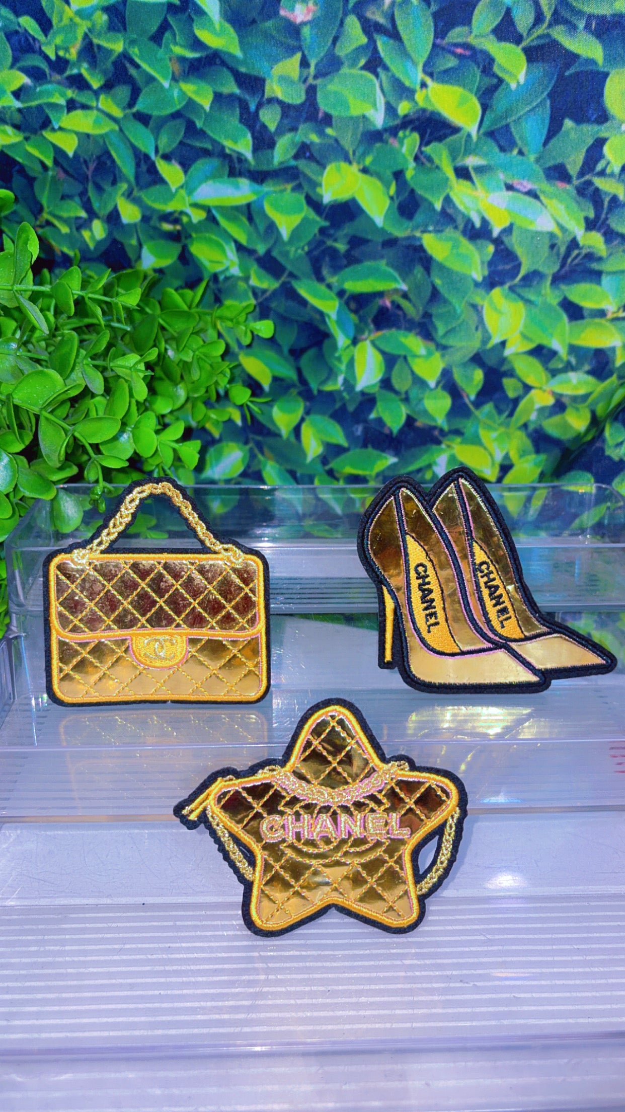 Gold iron on patch set
