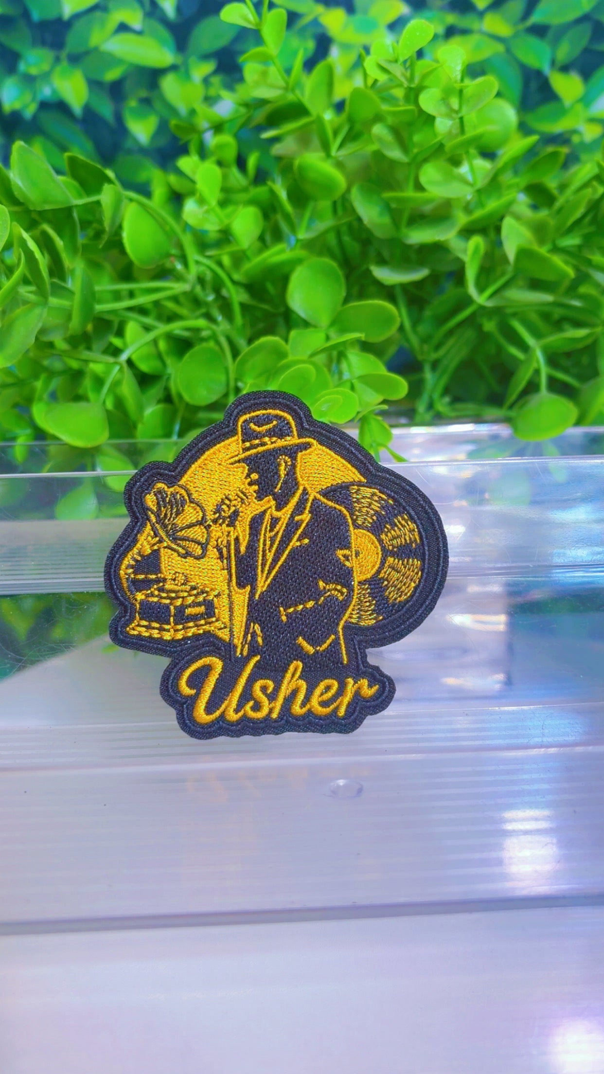 Usher iron on patch