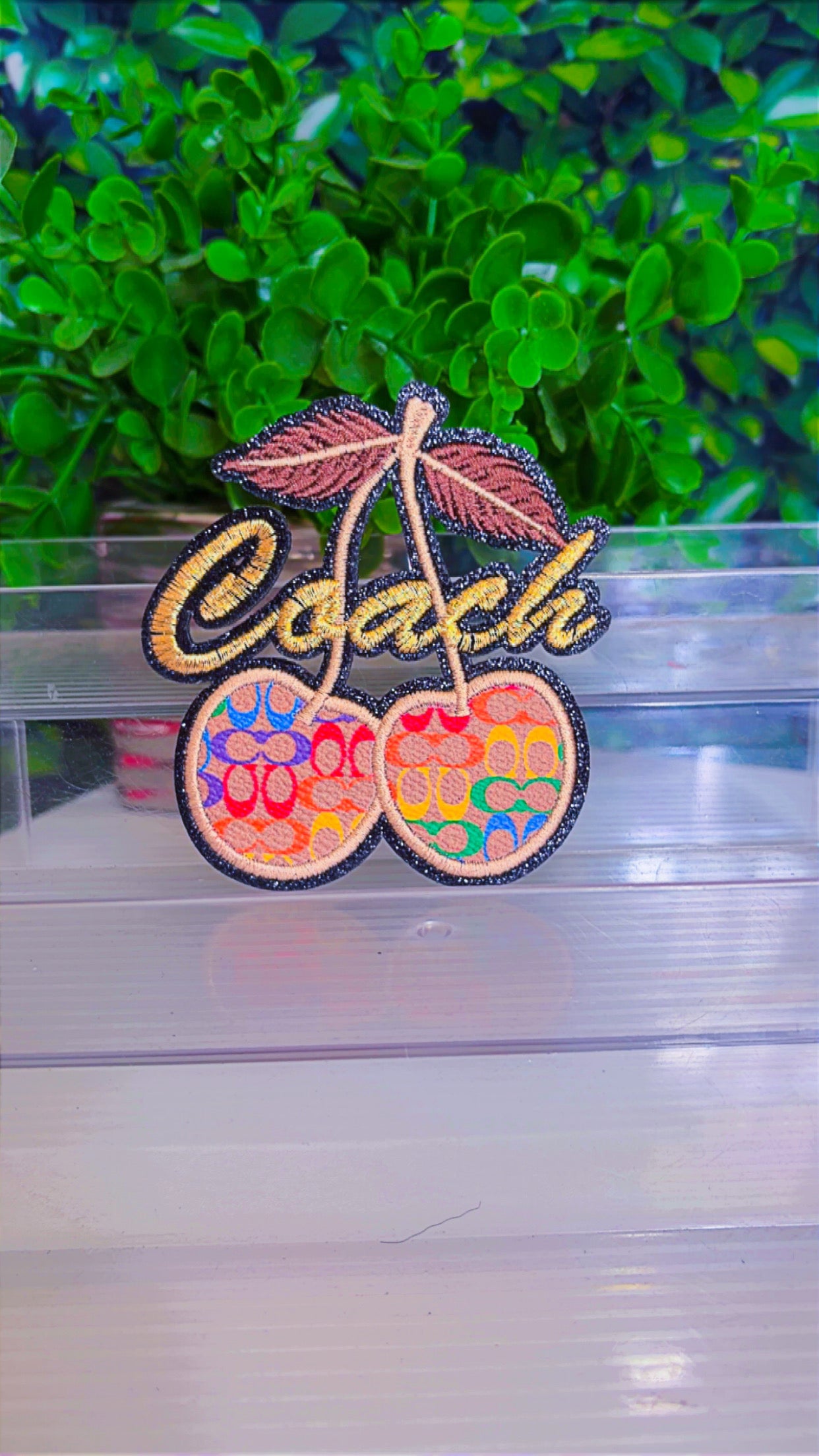 Colorful cherry iron on patch