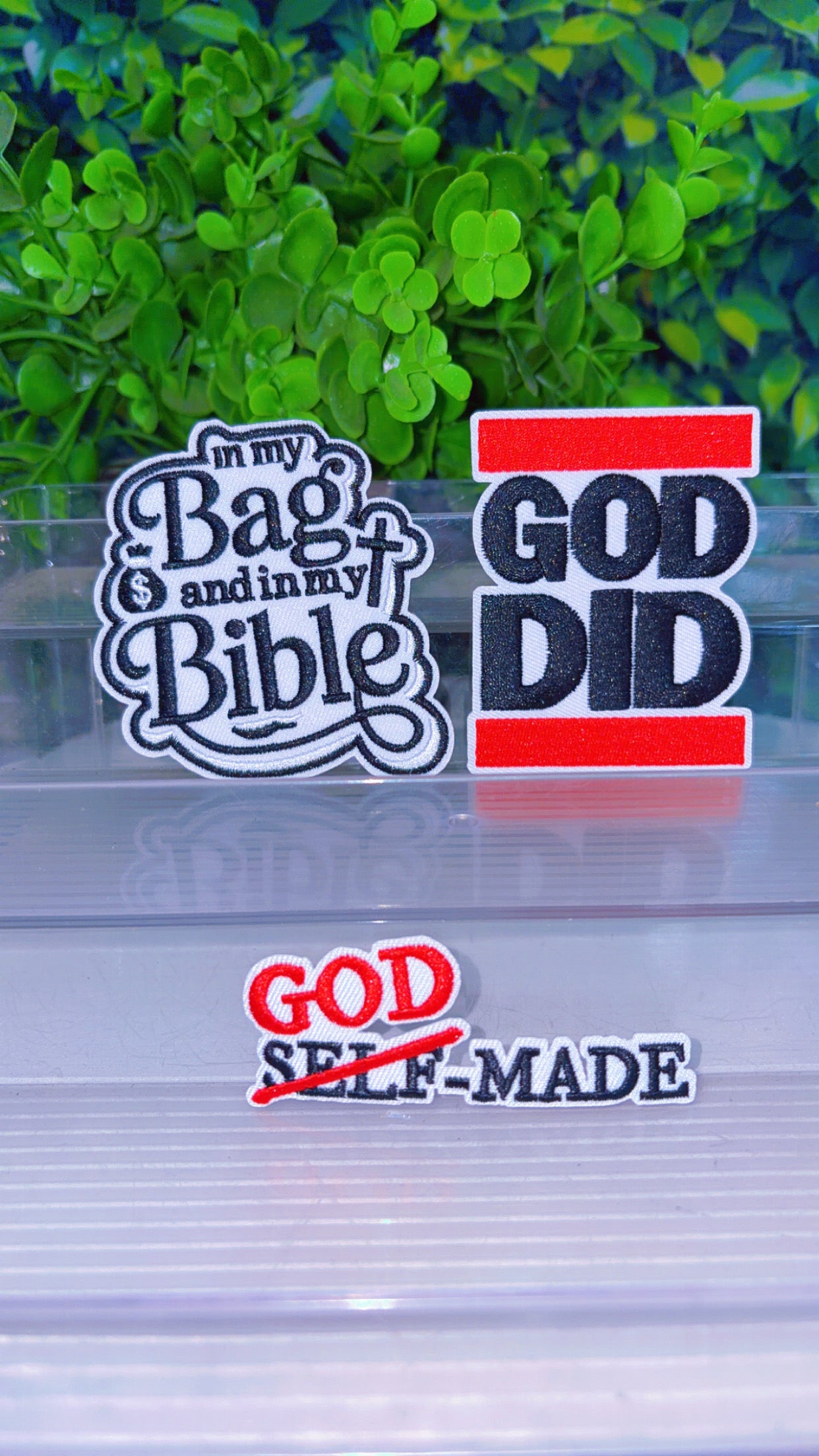 Christian iron on patch set