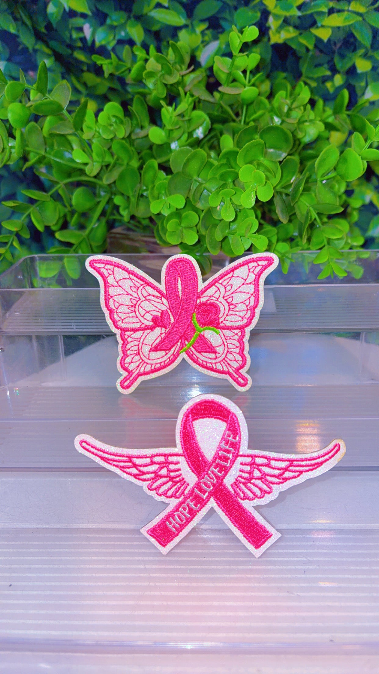 Breast cancer awareness iron on patch set