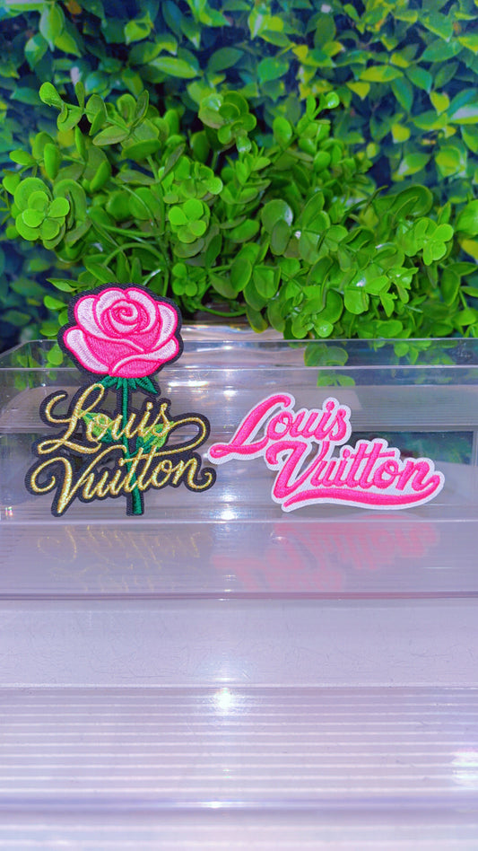 Pink iron on patch set