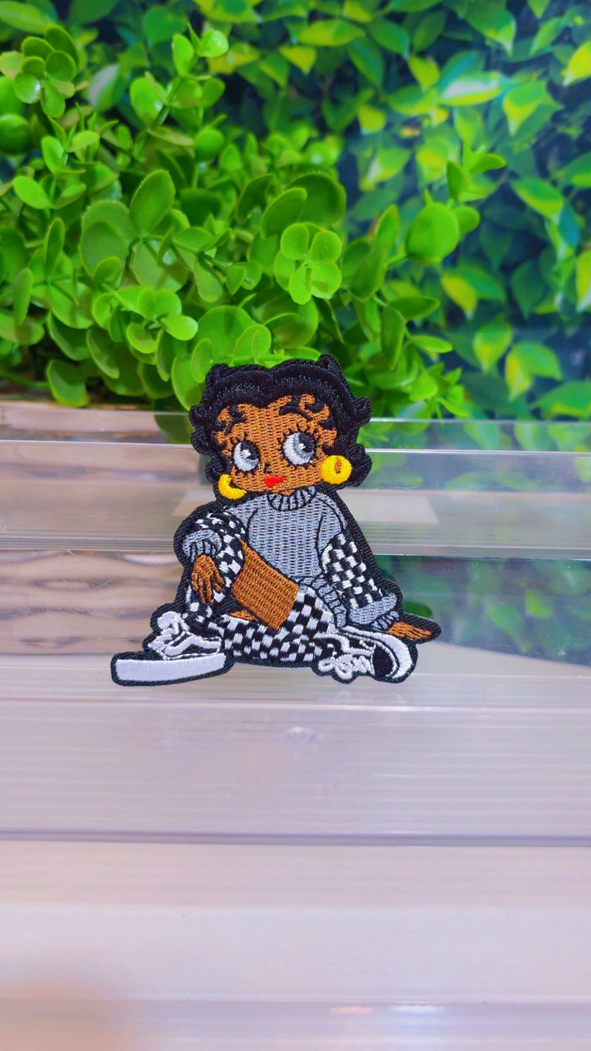 Sneaker girl iron on patch