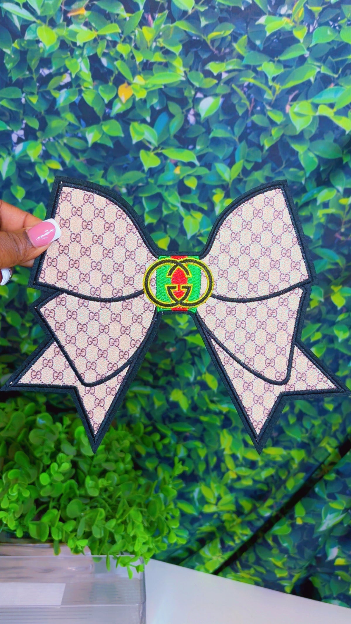 Big bow faux leather iron on patch