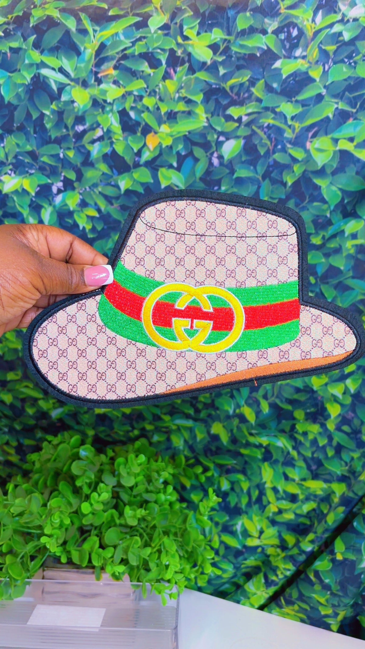Hat faux leather big iron on patch