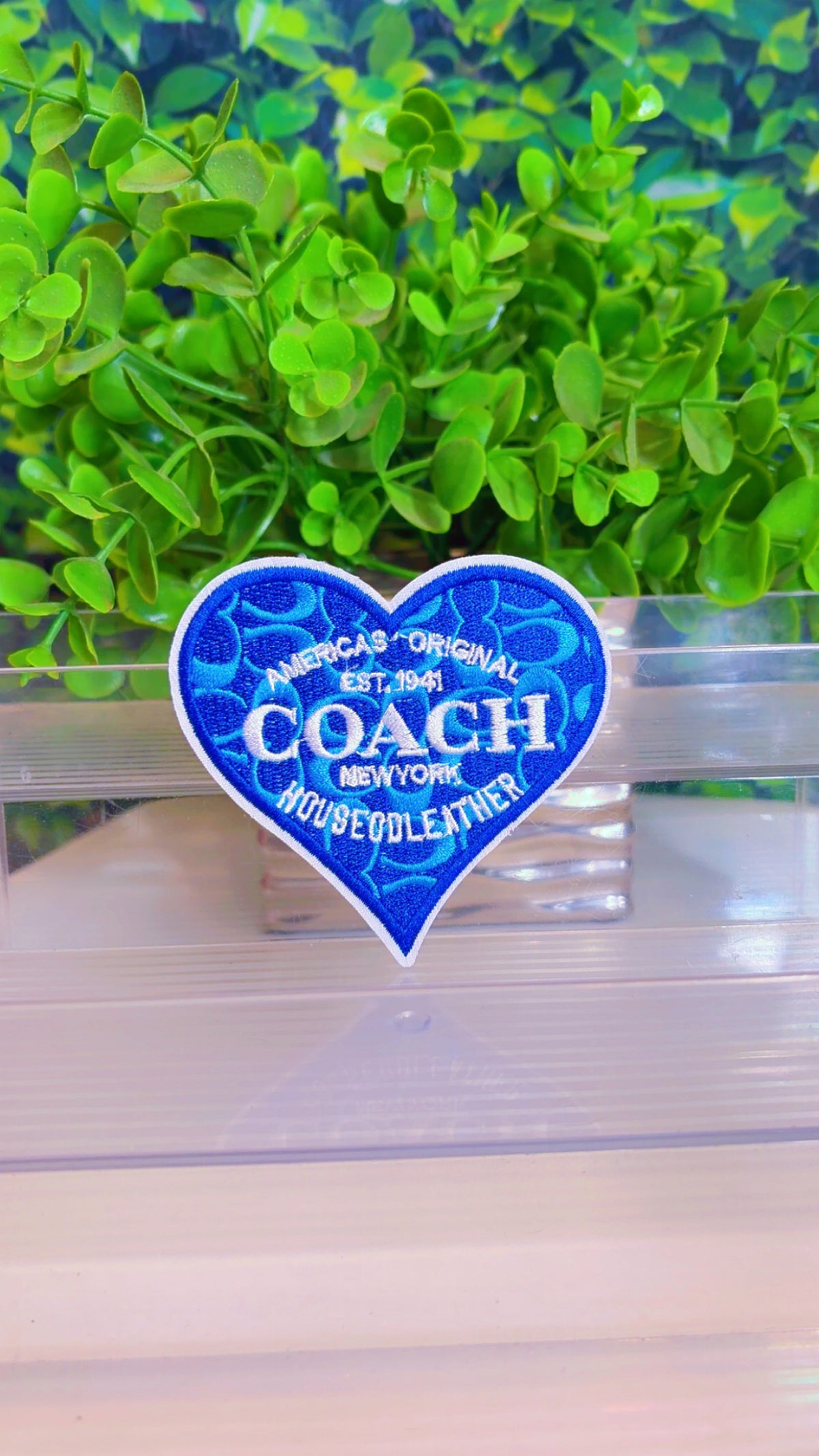 Blue lux heart iron on patch