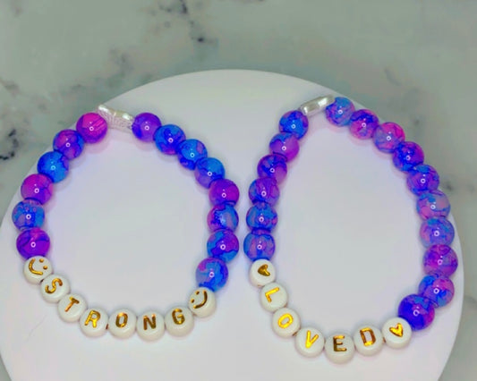 Loved/Strong Affirmation Beaded Bracelet (set)