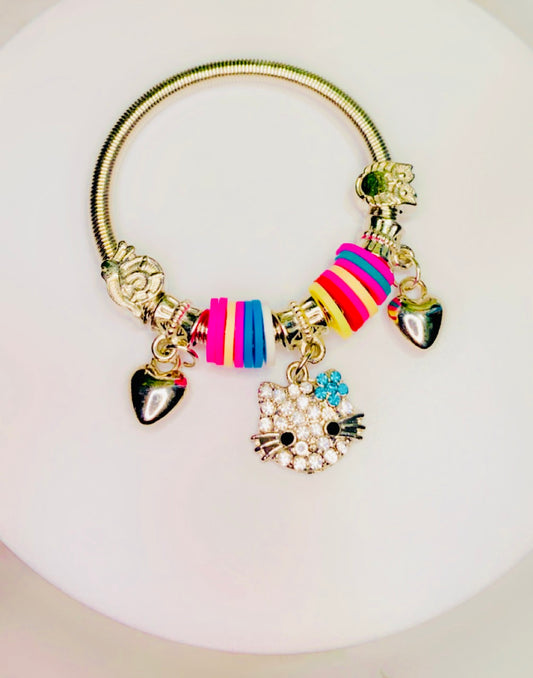 Kitty Charm Bangle (silver)